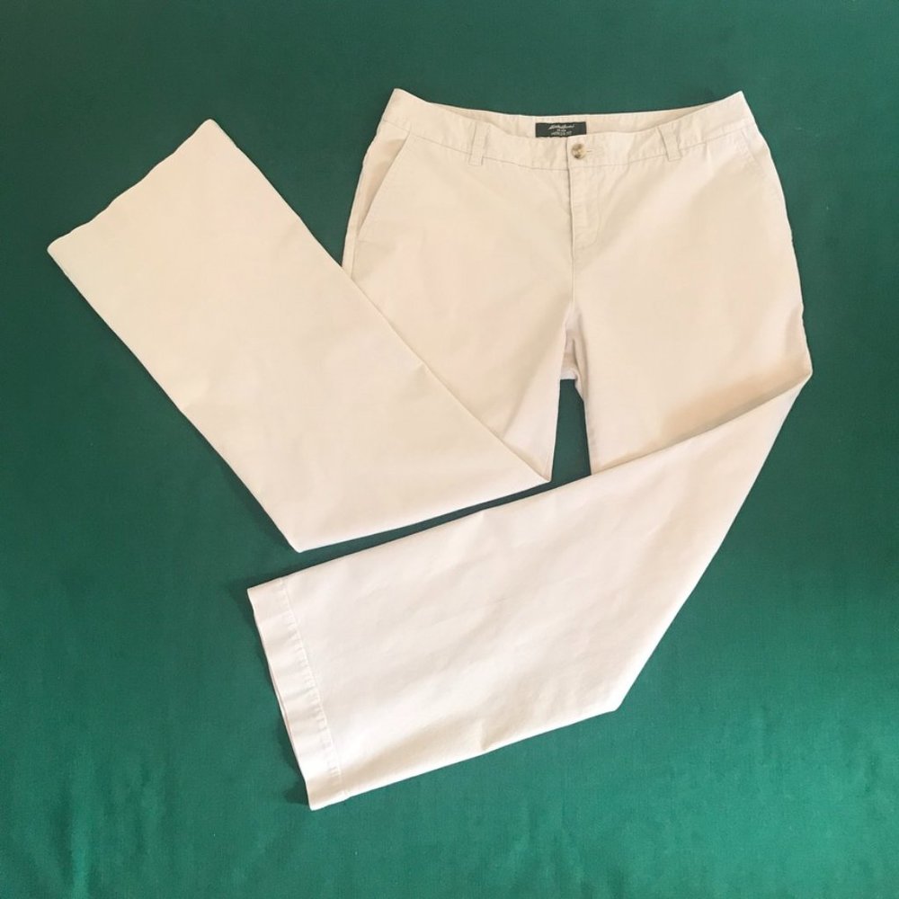Eddie Bauer Chino Mercer Fit Pants Petite 10 EUC Light Cream 4 Pockets